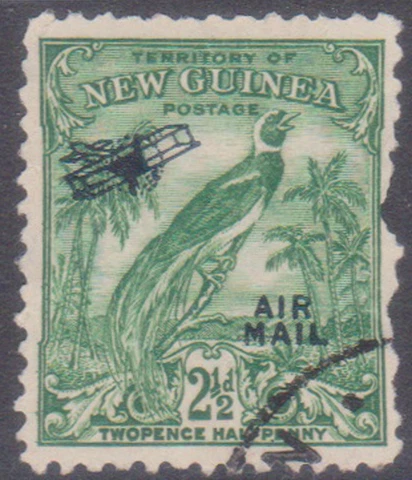 (F183-94) 1932 New Guinea 2 1/2d green bird of paradise (space filler)stamp (CS) Cover