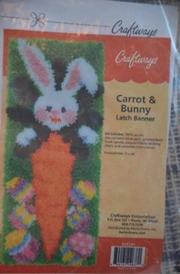 Craftways Carrot & Bunny Latch Hook Banner Kit 11" x 28" - NEW, EASTER! - Picture 1 of 3