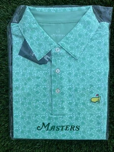 NWT 2024 Masters Tech Performance Golf Polo with Green Azalea 🌺 Print Large L - Picture 1 of 3