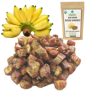 Organic Sun Dried Banana Dices No Sugar Added Healthy Thai Fruit Snacks 12.6 oz - Picture 1 of 15