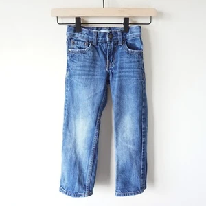 Levi's 505 Regular Denim Straight Jeans Medium Wash Blue Kids Sz 5 Slim - Picture 1 of 12
