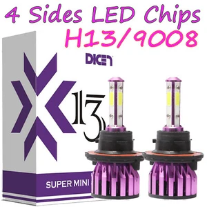 H13 White LED Headlight Bulbs Hi/Lo Dual Beam Head Light Super Bright COB Chips - Foto 1 di 12