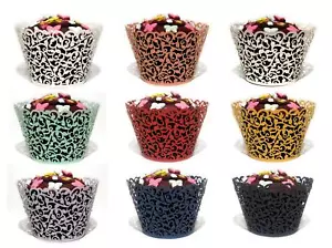 12/25/50/100x Regular Mini Filigree Vine Cupcake Wrapper Cases Laser Cut Wedding - Picture 1 of 19