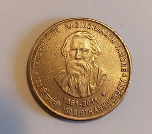 India 5 Rupees 2011 - 150th Anniversary of Birth of Rabindranath Tagore - Picture 1 of 2