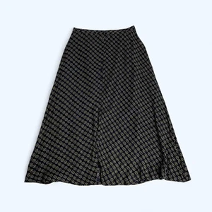 JONES NEW YORK Black & Flowy Midi Skirt Size UK 12 US 8 Abstract Buttoned  - Picture 1 of 8