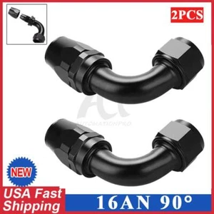 2pcs 16AN 90Degree Full Flow Swivel Fitting Hose End Adapter Aluminum Universal - Picture 1 of 5