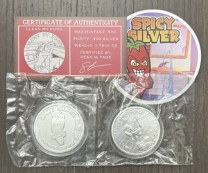 STL Como Nuevo Plata Picante Limpiar Mis Pipas 1 OZ Plata .999 Arte Redondo con Certificado de Autenticidad 500 Como Nuevo - Imagen 1 de 2
