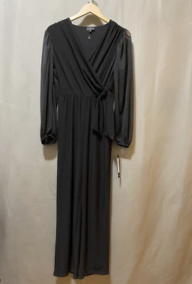 Nuevo con etiquetas Mono Nicole Miller Mujer Transparente Manga Larga Sobrepelliz Cuello Corbata Talla X Negro Foto 1 de 4