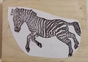 African Tribal Zebra Wooden Rubber Stamp  - Picture 1 of 2