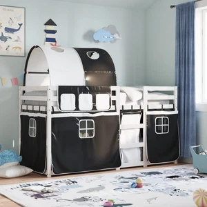 Etagenbett Kinderbett Hochbett Stockbett mit Vorhängen Massivholz Kiefer vidaXL - Bild 1 von 120