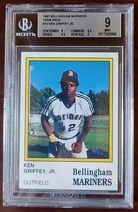 1987 Bellingham Mariners Team Issue #15 Ken Griffey Jr RC Rookie HOF BGS 9 - Picture 1 of 5