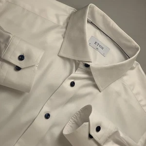ETON Dress Shirt Men Button Up Slim Fit 100% Cotton White Signature Twill 43 17 - Bild 1 von 17