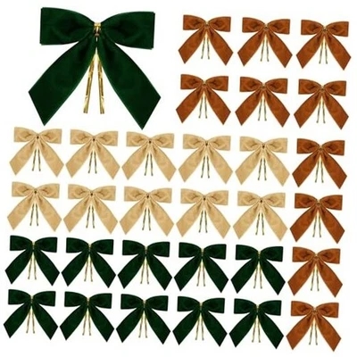 30 Pcs Velvet Bows for Christmas Tree Decorations - Velvet Multi Color - Image 1 of 4