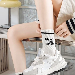 Comfortable Women's Ankle Socks with Breathable Stripes in Black and White - Picture 1 of 17