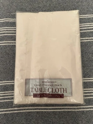 HomeTrends Vinyl Tablecloth 52”x70” Oblong Cream - Image 1 of 2