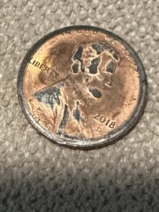 2018 D Lincoln Penny Lamination Planchet Error Great Coloring Unique Rare Piece - Picture 1 of 6