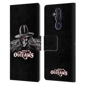 OFFICIAL WORLD OF OUTLAWS SKULL ROCK GRAPHICS LEATHER BOOK CASE FOR NOKIA PHONES - Picture 1 of 7
