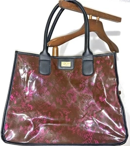 Betsey Johnson Jelly Tote Bag lila schwarz Leopardenmuster Schulter *lesen - Bild 1 von 6