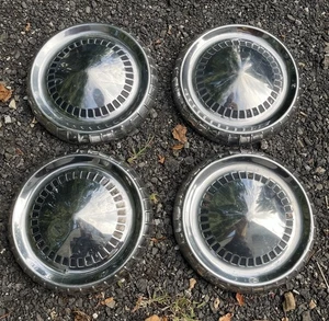 1960-63 Mercury Comet Set of 4 Bottle Cap Poverty Dog Dish Hubcaps 9.5" Vintage - Picture 1 of 11