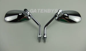 Pair Teardrop Oval Chrome Mirrors For Honda VT125 C / C2 Shadow JC31 2001-2007 - Picture 1 of 11
