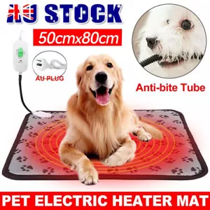 50x80CM Pet Electric Heating Pad Heated Mat Warmer Blanket Bed for Dog Cat Puppy - Picture 1 of 12