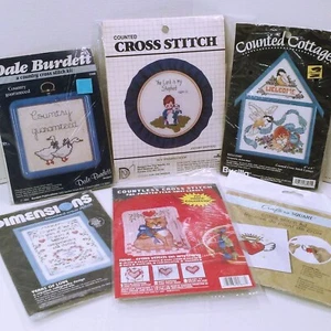 Bundle Lot of 6 Assorted Vintage Needlework Cross Stitch Kits Frames New/Open - Picture 1 of 10