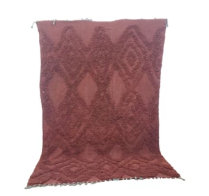 Moroccan Azilal Handmade Berber Rug 5'x8'2 Tribal Striped Brown Wool Hallway - Picture 1 of 10
