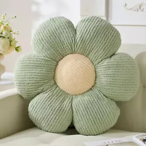 Green Flower Pillow, Cute Daisy Pillow Flower Shaped Cushion 19.6" Floor Pillows - Picture 1 of 12