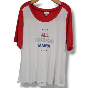 Lularoe women's ALL AMERICAN MAMA patriotic mom boyfriend short sleeve shirt - Picture 1 of 7
