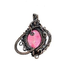 Gift For Her Copper Thulite Gemstone Handmade Jewelry Wire Wrapped Pendant 2.52"