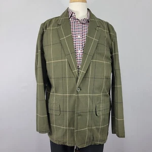 Structure Mens Sport Coat Blazer Two Button Unstructured Green Plaid Large 41-43 - Picture 1 of 11