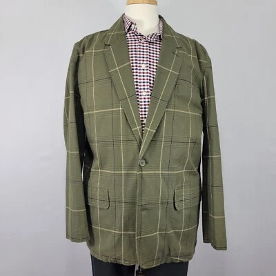 Structure Mens Sport Coat Blazer Two Button Unstructured Green Plaid Large 41-43 - Image 1 of 4