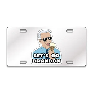 LET'S GO BRANDON TRUMP Chrome Black Acrylic Standard License Plate CUSTOM LP0009 - Picture 1 of 10