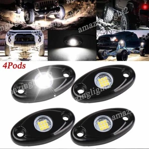4x White LED Rock Light 4Pods Lights Fit Jeep Off Road Truck Car ATV Under Body - Picture 1 of 18