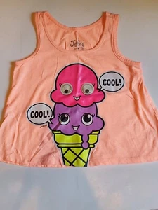 Justice Girls Orange Ice Cream Cool! 3D Googly Eyes Tank Top Size 10 - Picture 1 of 5