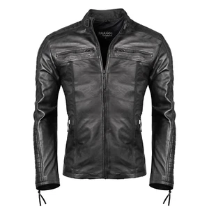 Chaqueta de cuero para hombre PAULGOS cuero auténtico moda en 5 colores talla S-7XL - Imagen 1 de 36