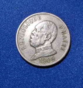 Very Fine 1908 Haiti 50 Centimes Coin Great For Collectors Only 800 K Minted - Picture 1 of 2