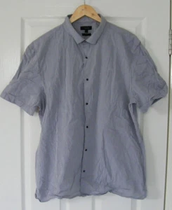 River Island Mens Cotton Shirt Light Blue Short Sleeve Slim Fit Plus Size XL - Picture 1 of 4