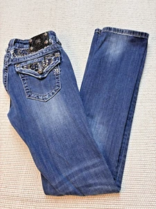 MISS ME Women Size 27 Embellished Mid-Rise Easy Boot Jeans BLING!! - Picture 1 of 8