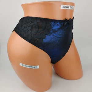 Tanga Sexy Lane Bryant Cacique 22/24 Plus Bragas Pantias Azul Metálico Negro Encaje - Imagen 1 de 8