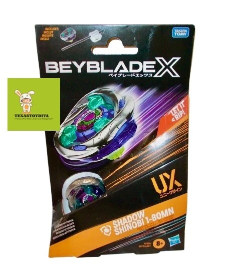 BEYBLADE X Shadow Shinobi 1-80MN Defense Type UX Battling Top gira para a direita *LEIA* - Imagem 1 de 1