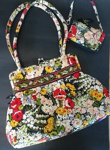 Vera Bradley Alice Poppy Kiss Lock Quilted Shoulder Bag Purse w/Matching Wallet!