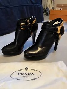 PRADA - Black Leather Boots - Size 39 - Picture 1 of 4