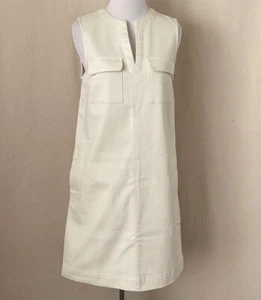 Cream Canvas Sleeveless Dress Size L - Picture 1 of 11