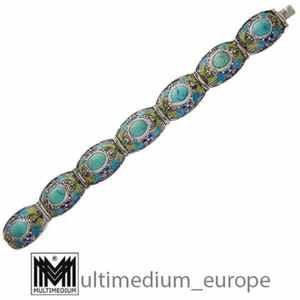 Silber Cloisonne Emaille Armband Türkis China silver enamel turquoise bracelet - Bild 1 von 3