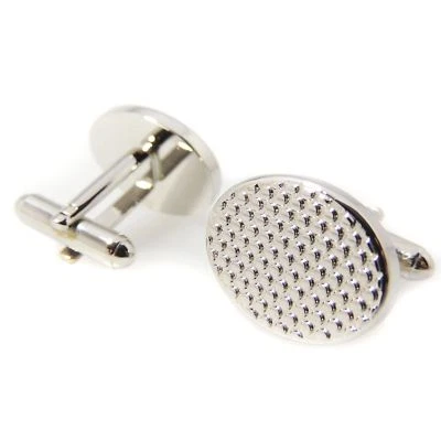 Gemelos Geoffrey Beene para hombre ovalados pulidos enchapados en rodio círculos 3D Foto 1 de 3