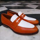 Men Handmade formal two tone leather loafer custom made dress shoes