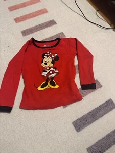 Disney Minnie Mouse Red Glitter Long Sleeve Shirt Size 4T - Picture 1 of 4