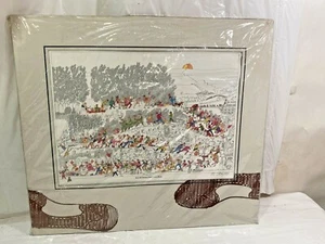 Vtg Art Print "It's All Downhill From Here" Signed Artist Bruce Johnson & Matted - Picture 1 of 9