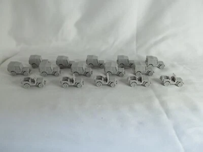 Paquete de 15 vehículos militares a escala HO de plástico duro grises de 1" a 2,5" jeeps militares Foto 1 de 4